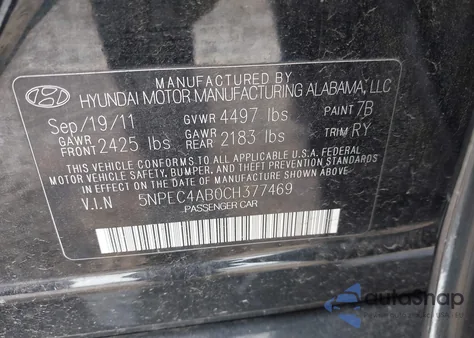 2012 Hyundai Sonata Limited 2.0T from USA, damaged, VIN 5NPEC4AB0CH377469